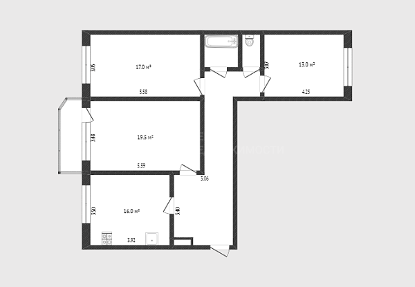 3-к квартира, 86 кв.м., Инженерная улица, 68