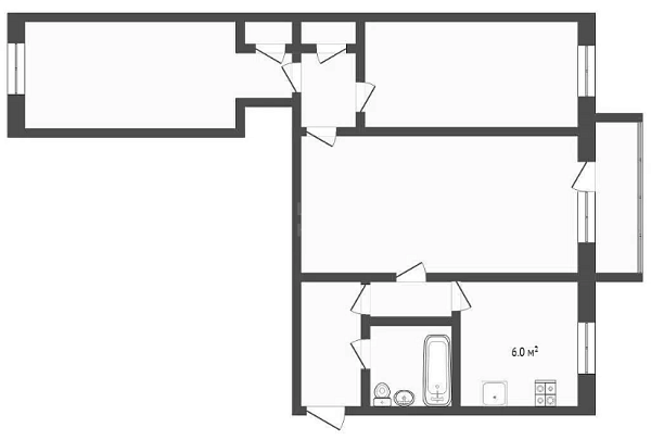 3-к квартира, 54 кв.м., улица Пржевальского, 48