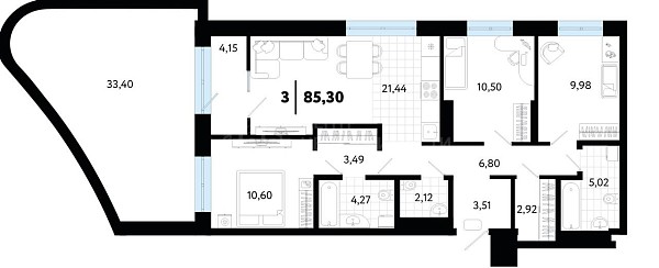 3-к квартира в новостройке, 85 кв.м., ул Малышева,  31, корпус 1