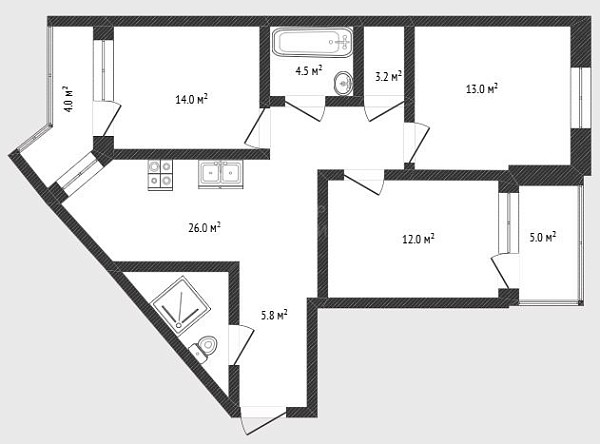 3-к квартира, 70 кв.м., Ямская улица, 86