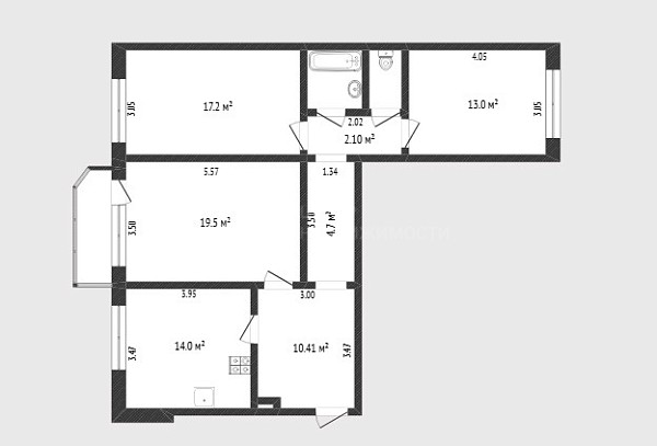 3-к квартира, 86 кв.м., улица Пржевальского, 35к2