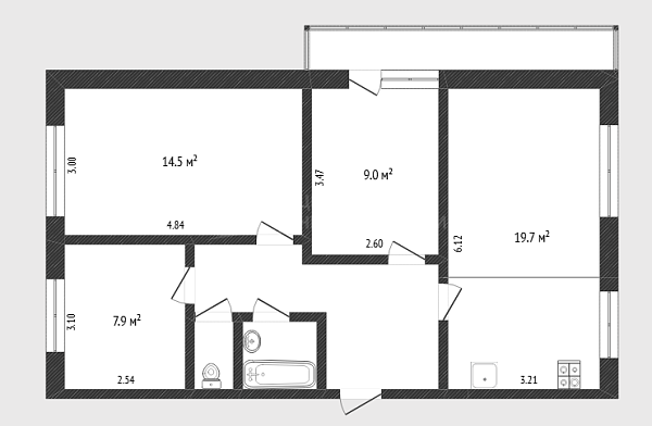3-к квартира, 63 кв.м., Широтная улица, 111