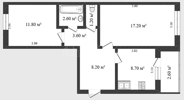 2-к квартира, 53 кв.м., улица Монтажников