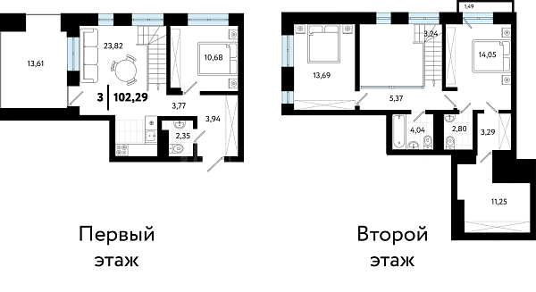 3-к квартира в новостройке, 102 кв.м., ул Бирюзова, 8