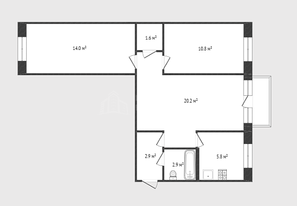 3-к квартира, 58 кв.м., улица Парфёнова, 22