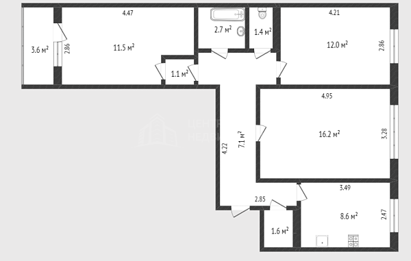 3-к квартира, 65 кв.м., Западносибирская улица, 18к1