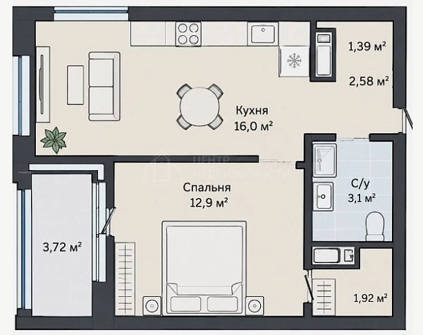 1-к квартира, 41 кв.м., улица Льва Толстого, 17