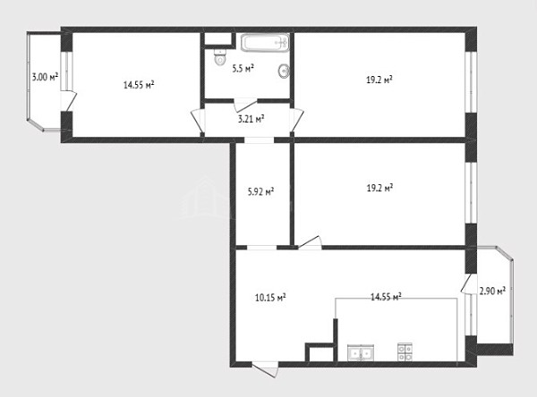 3-к квартира, 92 кв.м., улица Валентины Трофимовой, 11 3-к квартира, 92 кв.м., улица Валентины Трофимовой, 11
