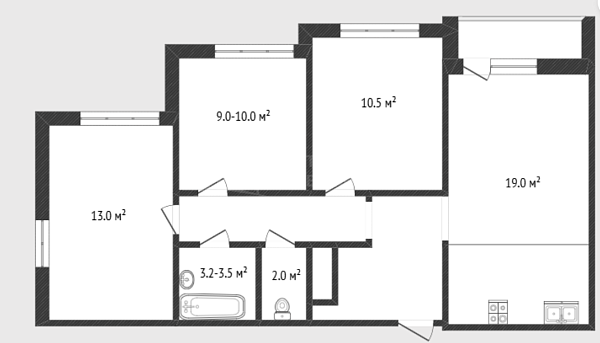 3-к квартира, 59 кв.м., улица Анатолия Клиндюка, 1