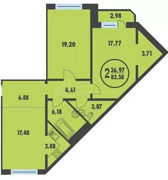 2-к квартира, 82 кв.м., улица Николая Семёнова, 21