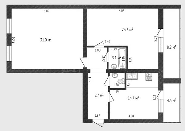 2-к квартира, 85 кв.м., Солнечный проезд, 7