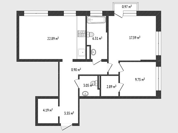 2-к квартира, 79 кв.м., Харьковская улица, 72Б