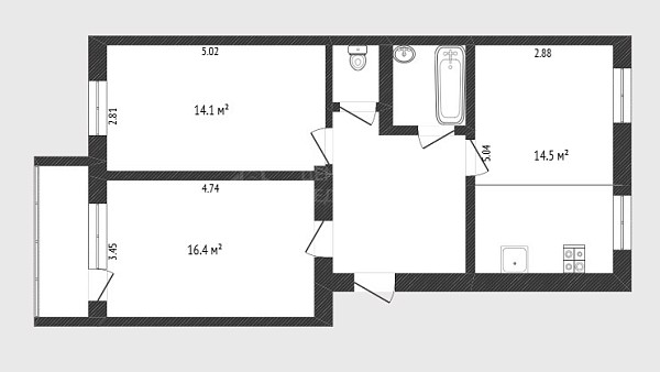 2-к квартира, 57 кв.м., микрорайон Тарманы, улица Малышева, 18