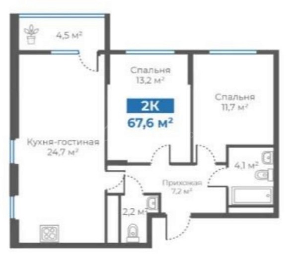2-к квартира, 63 кв.м., Интернациональная улица, 199А