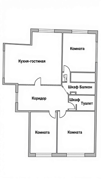 4-к квартира, 74 кв.м., улица Щербакова, 88