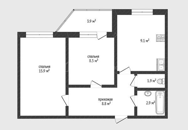 2-к квартира, 43 кв.м., улица Михаила Сперанского, 25