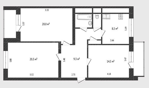 3-к квартира, 82 кв.м., улица Седова, 17