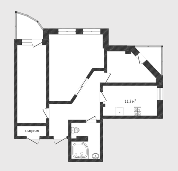 3-к квартира, 75 кв.м.