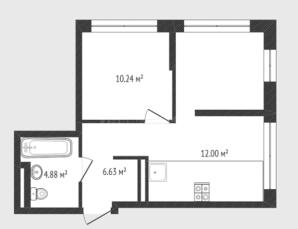 2-к квартира, 44 кв.м., улица Тимофея Чаркова, 87