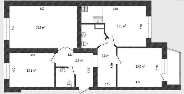 3-к квартира, 90 кв.м., улица Грибоедова, 13
