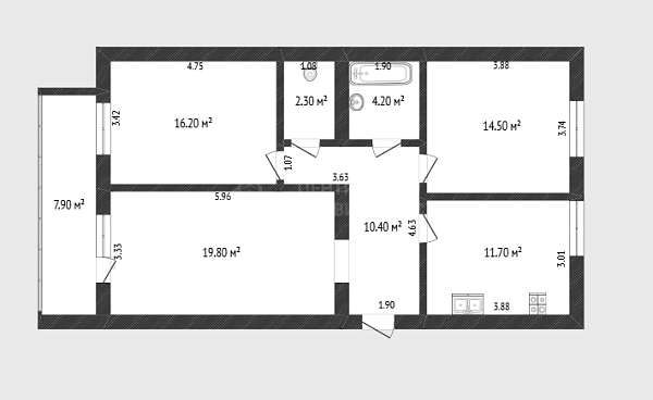 3-к квартира, 79 кв.м., улица Василия Гольцова, 28