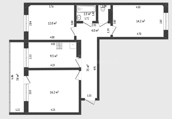 3-к квартира, 67 кв.м., микрорайон Мыс, улица Малиновского, 4к1