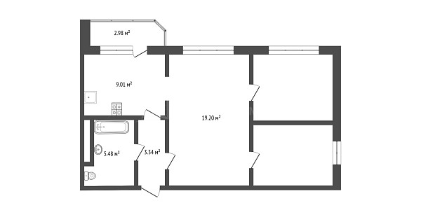 2-к квартира, 56 кв.м., улица Михаила Лермонтова, 5/1