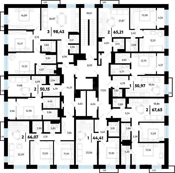 3-к квартира в новостройке, 98 кв.м.