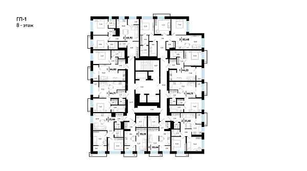 3-к квартира в новостройке, 83 кв.м.