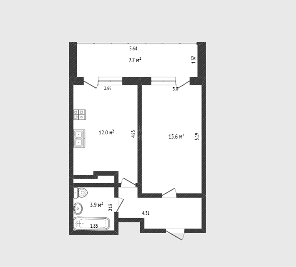1-к квартира, 38 кв.м., улица Малыгина, 90