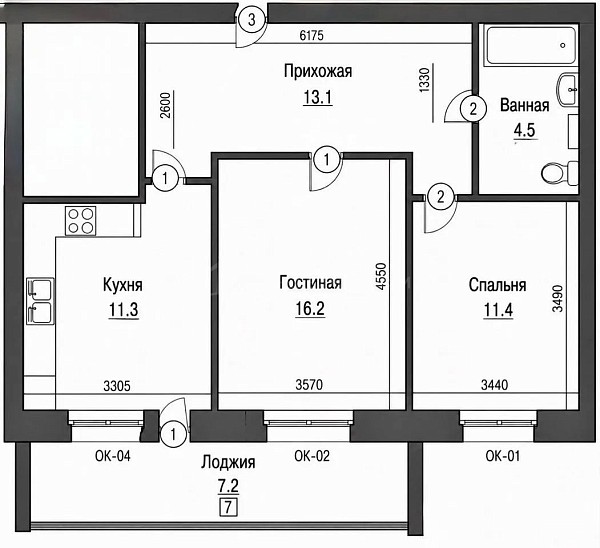 2-к квартира, 57 кв.м., улица Дружбы, 73к4