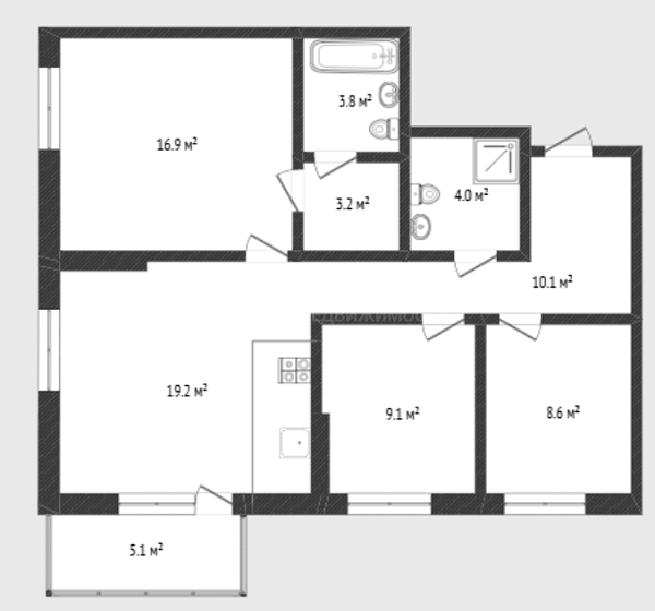 3-к квартира, 83 кв.м., Профсоюзная улица, 59