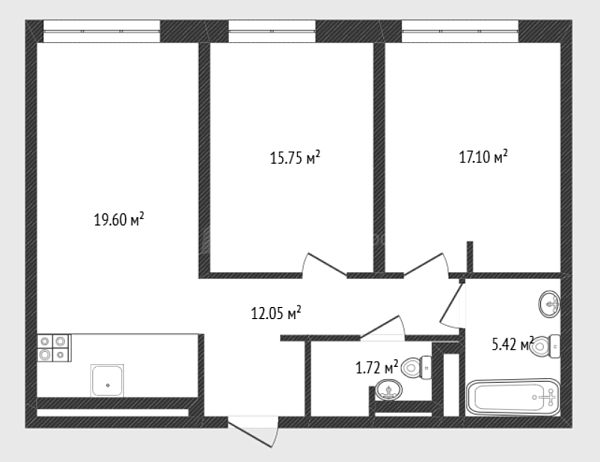 2-к квартира, 75 кв.м., улица Евгения Войнова, 7