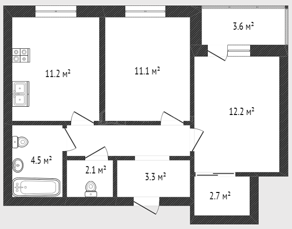 2-к квартира, 51 кв.м., улица Фармана Салманова, 16