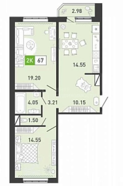 2-к квартира, 67 кв.м., улица Константина Посьета, 11к1