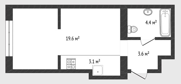 1-к квартира, 30 кв.м., улица Республики, 204к12