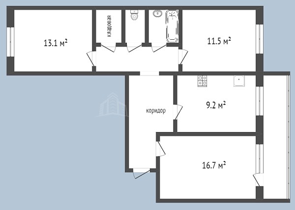 3-к квартира, 72 кв.м., Флотская улица, 13