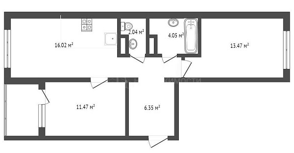 2-к квартира, 58 кв.м., улица Петра Ершова, 14