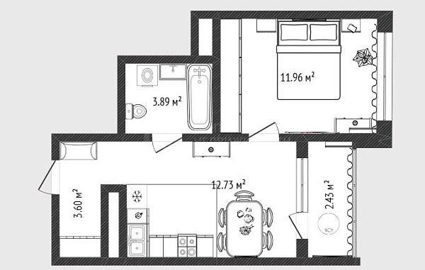 1-к квартира, 32 кв.м., улица Щербакова, 136