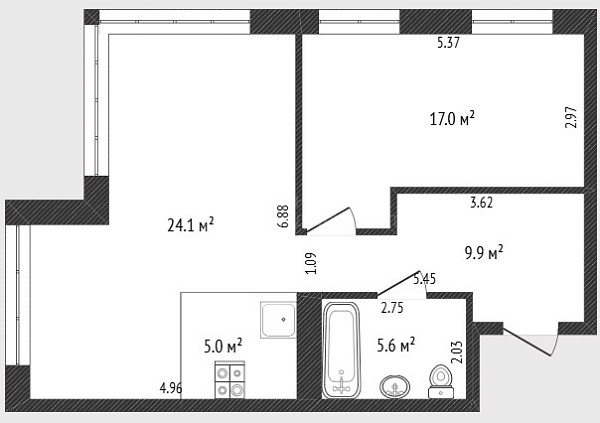 1-к квартира, 61 кв.м., Первомайская улица, 8