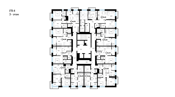 3-к квартира в новостройке, 94 кв.м.