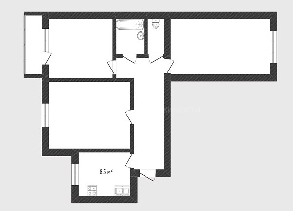 3-к квартира, 59 кв.м., Заречный проезд, 12