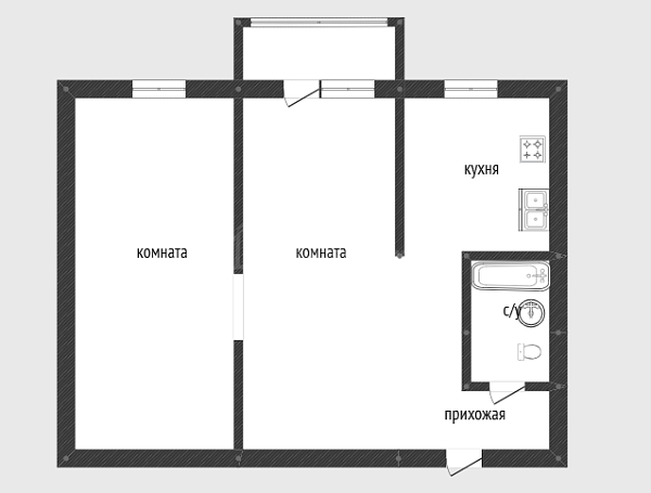 2-к квартира, 44 кв.м., Киевская улица, 68