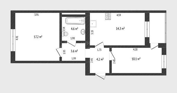 2-к квартира, 54 кв.м., микрорайон Мыс, улица Малиновского, 6Ак2