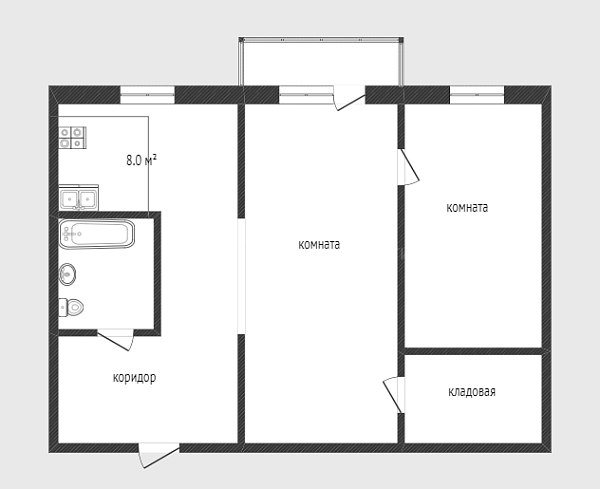 2-к квартира, 42 кв.м., Холодильная улица, 122