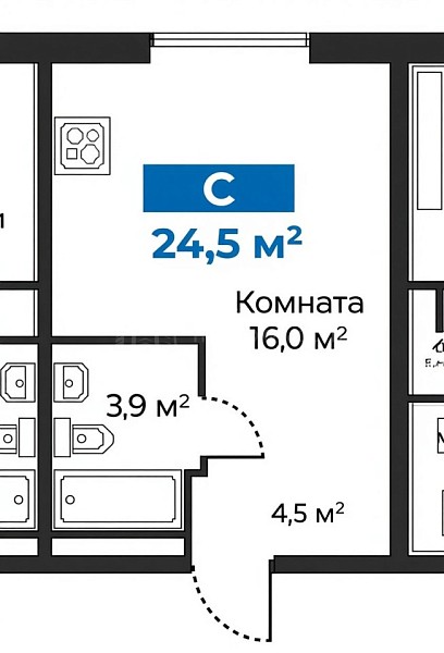 1-к квартира, 24 кв.м., Интернациональная улица, 199А