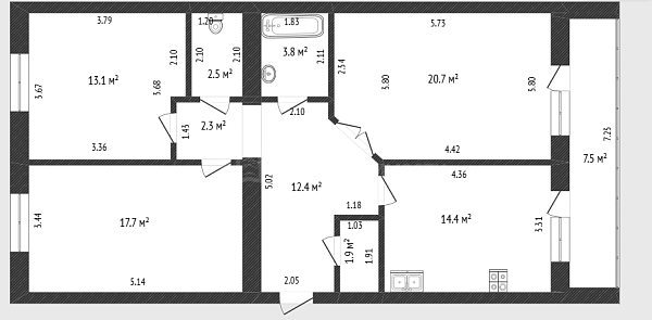 3-к квартира, 89 кв.м., улица Дружбы, 73к4