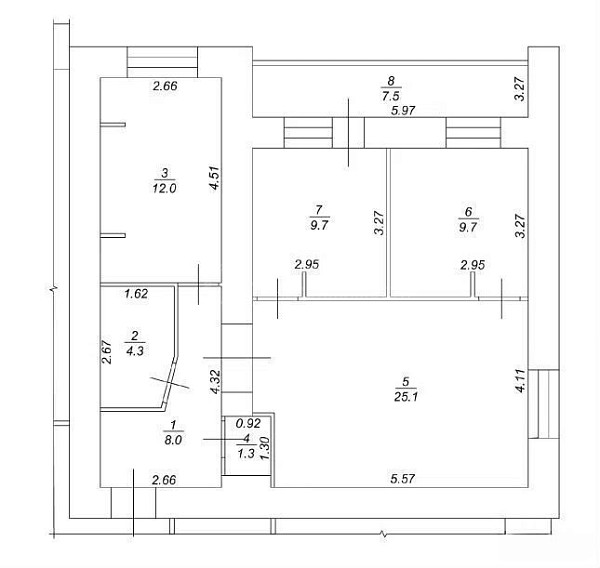 3-к квартира, 70 кв.м., улица Грибоедова, 13к1
