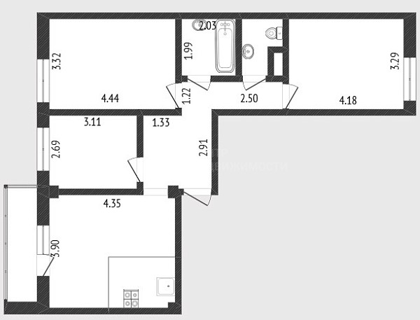 3-к квартира, 69 кв.м., улица Константина Посьета, 16