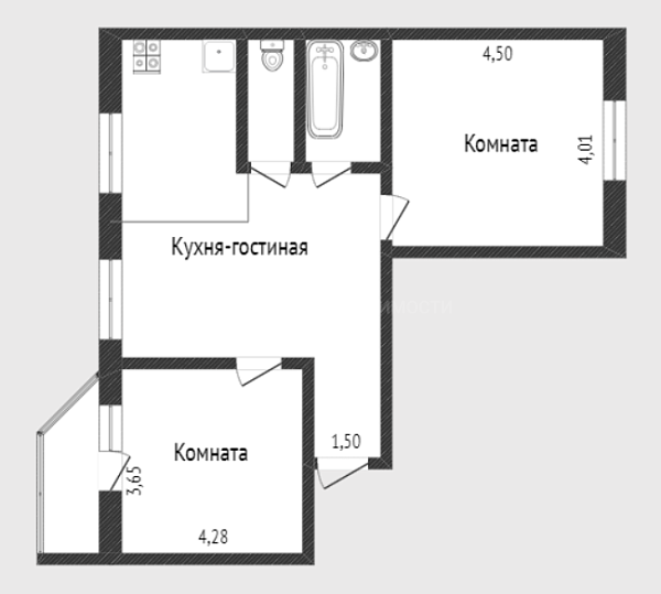 2-к квартира, 72 кв.м., улица Николая Ростовцева, 2